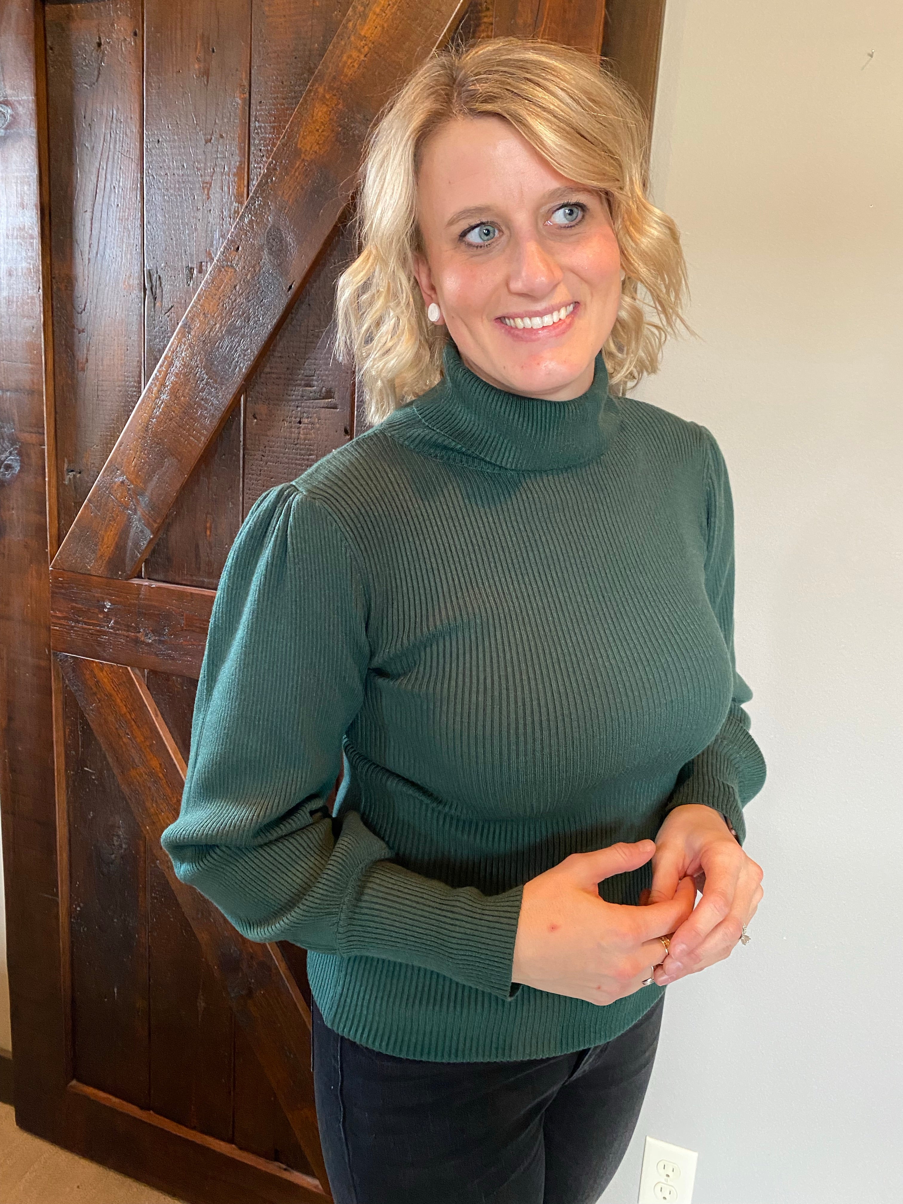 hunter green turtleneck sweater