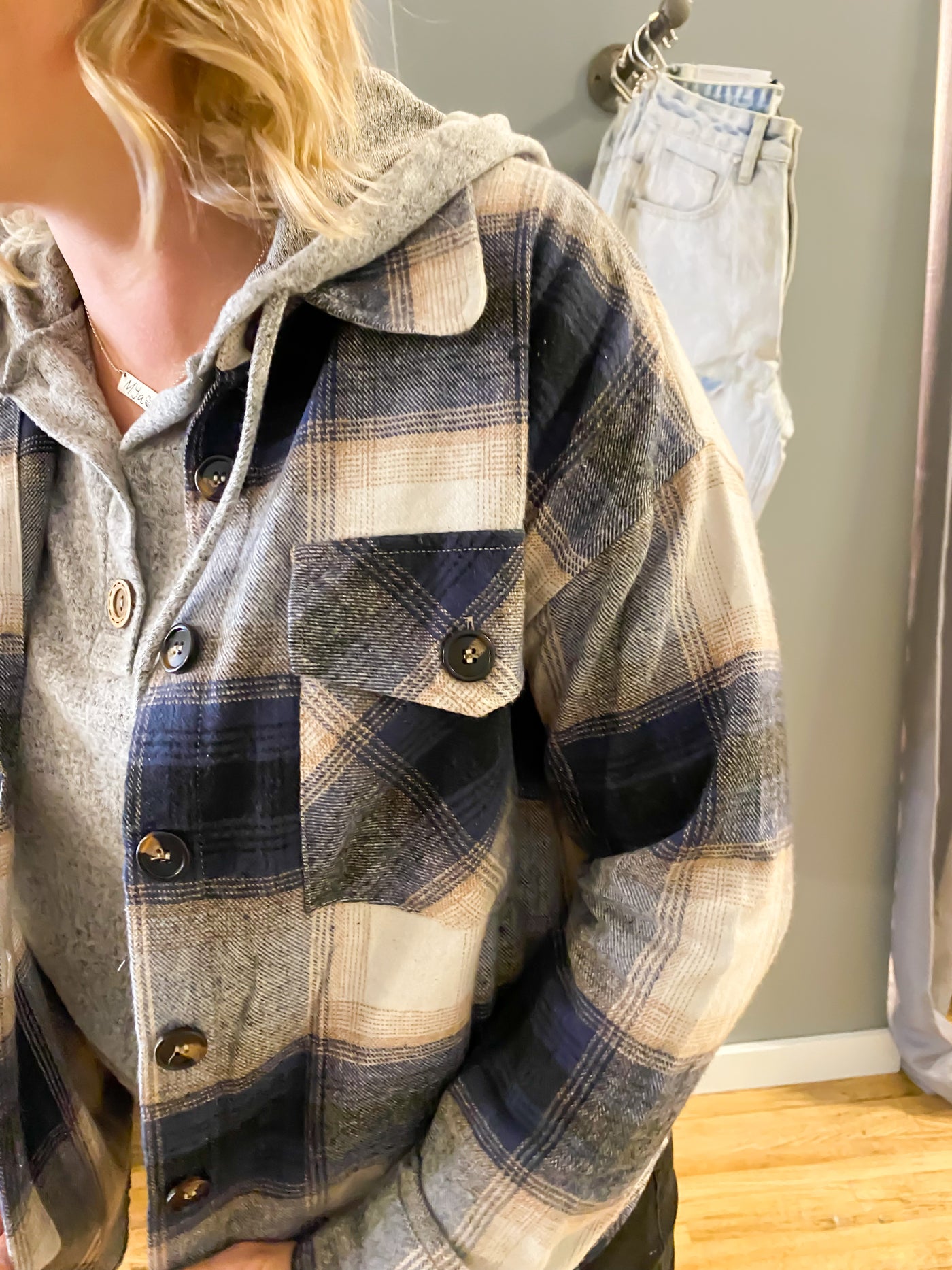 Navy Plaid Shacket