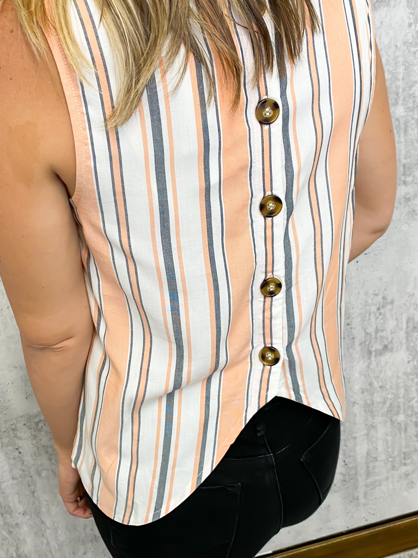 Striped Button Back top