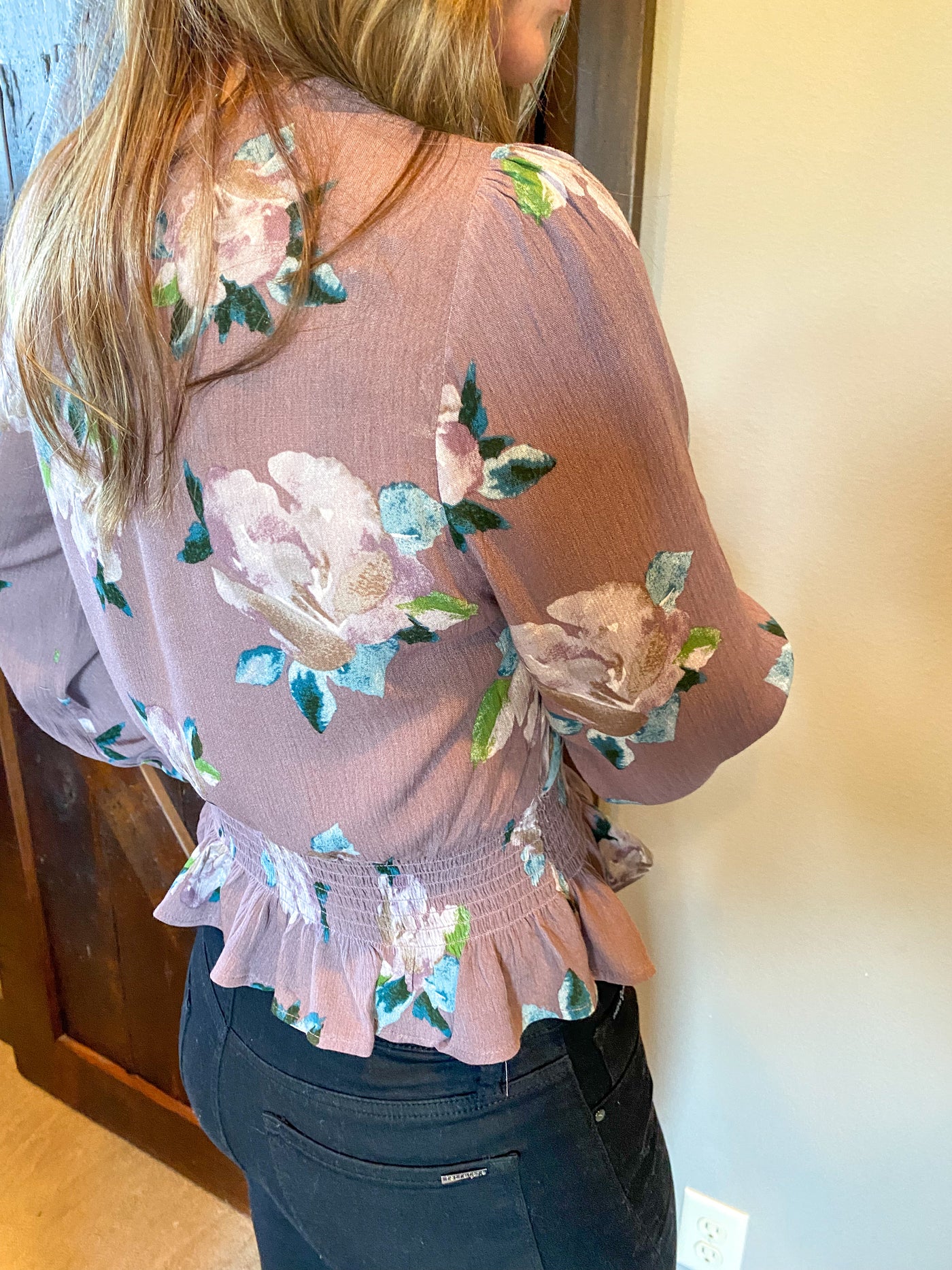 Flower print blouse top