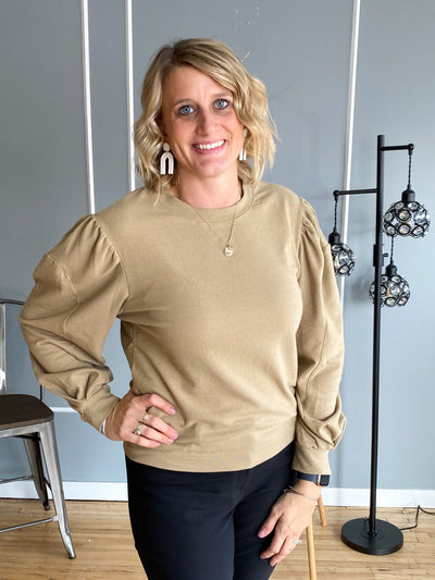 Balloon Sleeved Pullover Olive