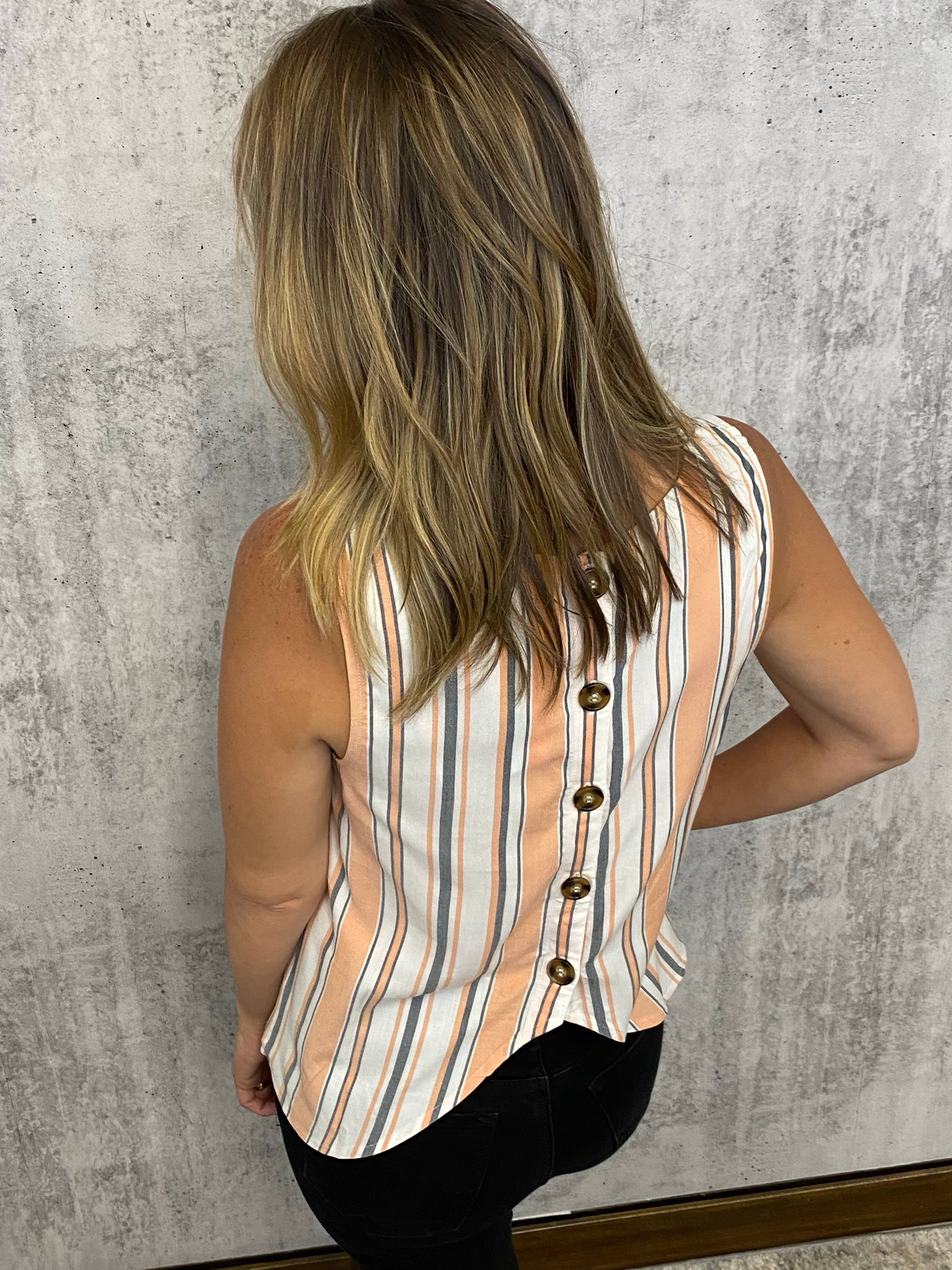Striped Button Back top